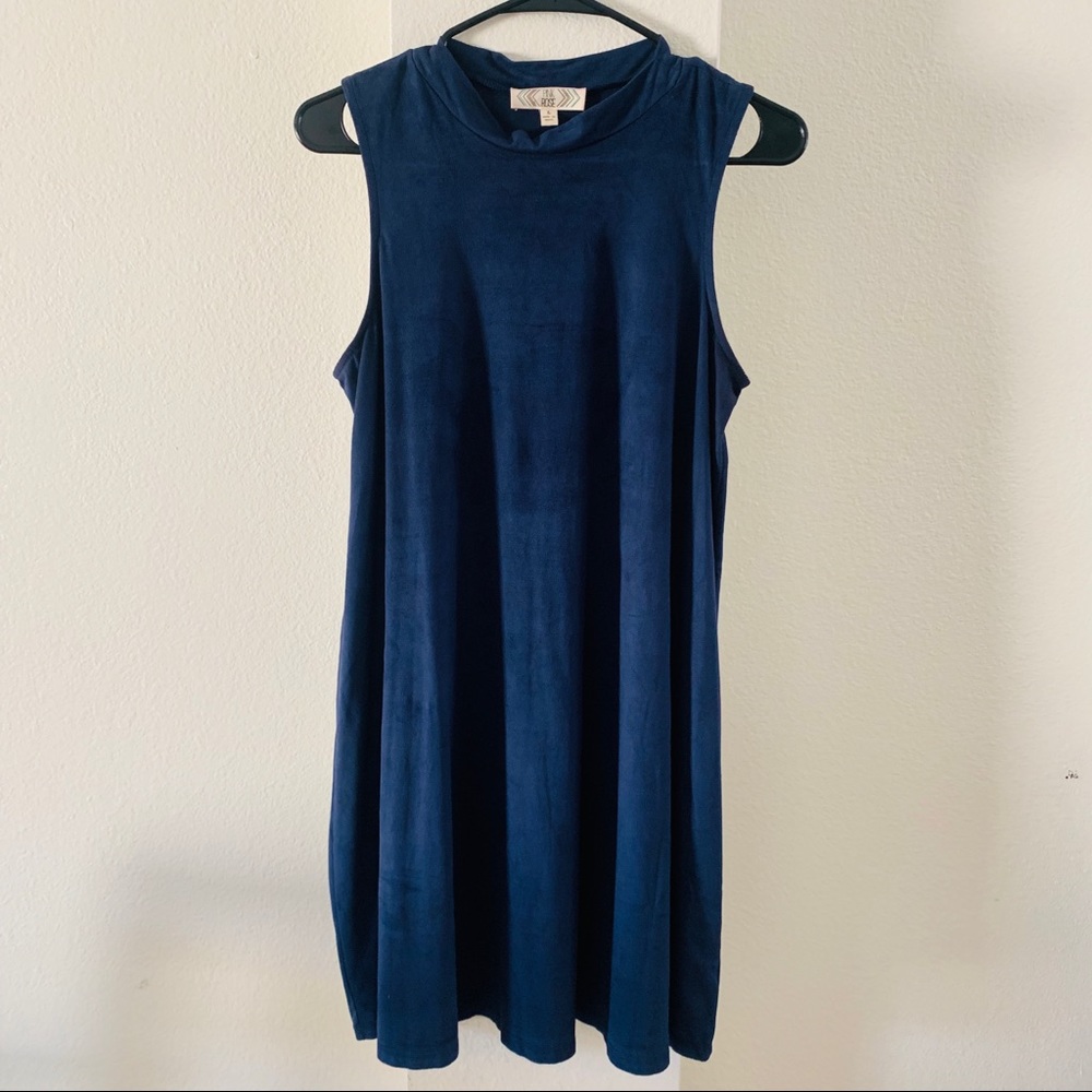 Blue suede tunic dress
